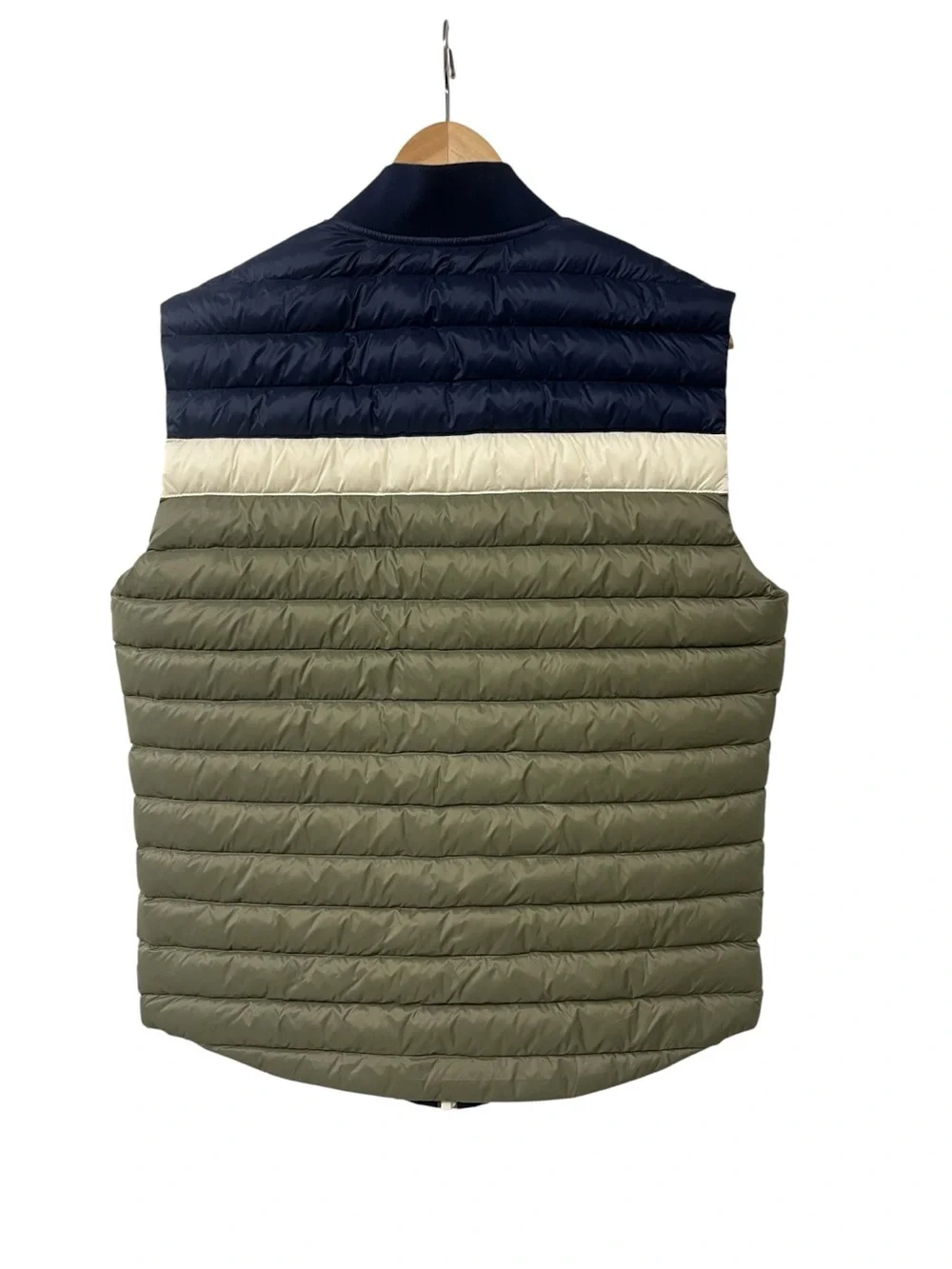 Marine Layer Vail Reversible Down Puffer Vest Mens Full Zip Navy Olive White M